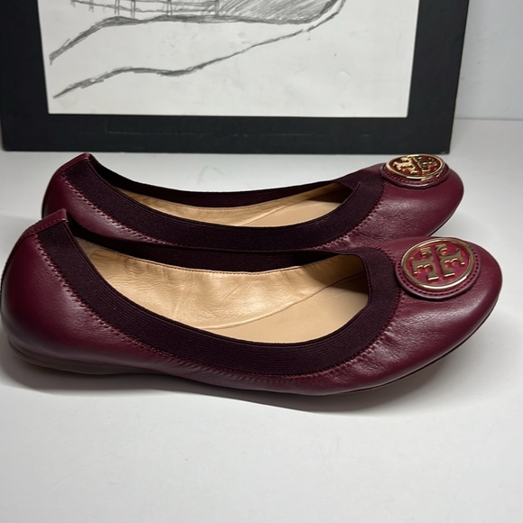 Tory Burch Caroline 2 Ballet Nellie Nappa Leather Elastic Women’s Size 8M - Picture 5 of 16